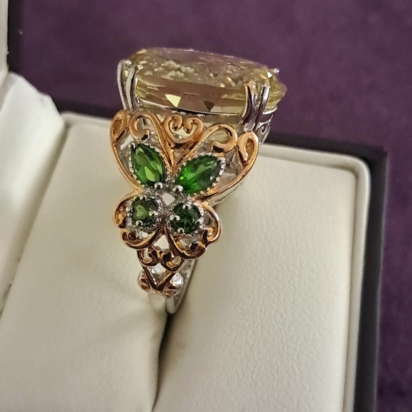 Ouro Verde Quartz & Chrome Diopside Ring. - Picture 7 of 10